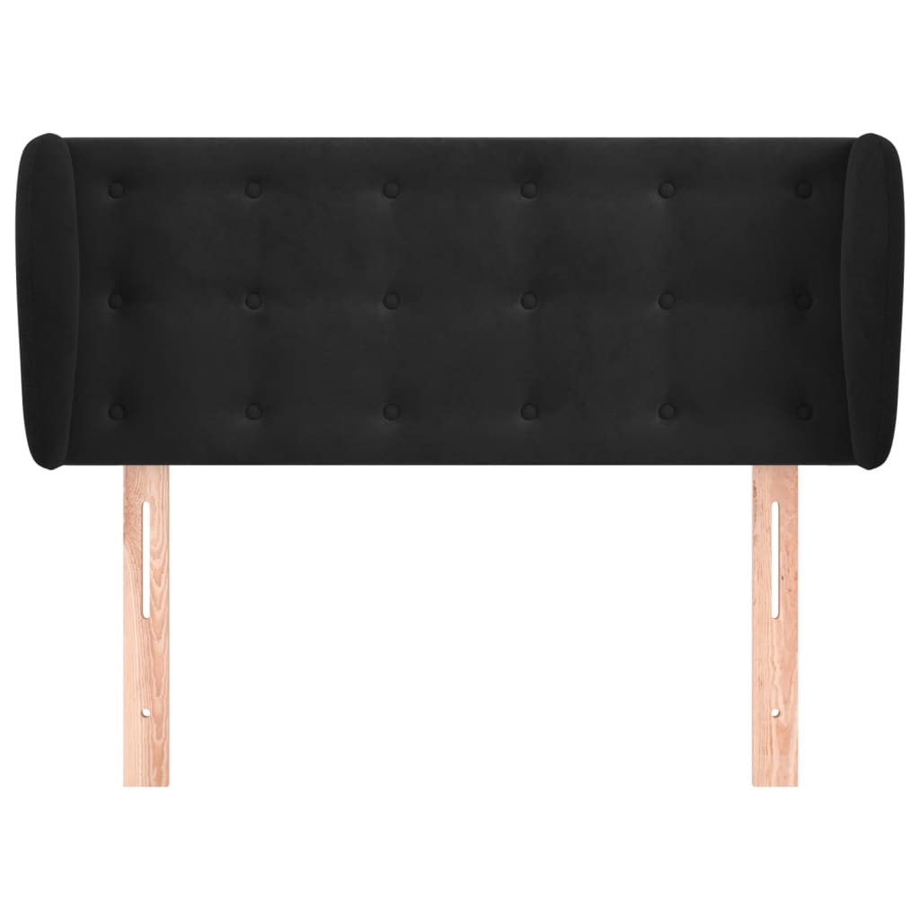 Kopfteil mit Ohren Schwarz 83x23x78/88 cm Samt